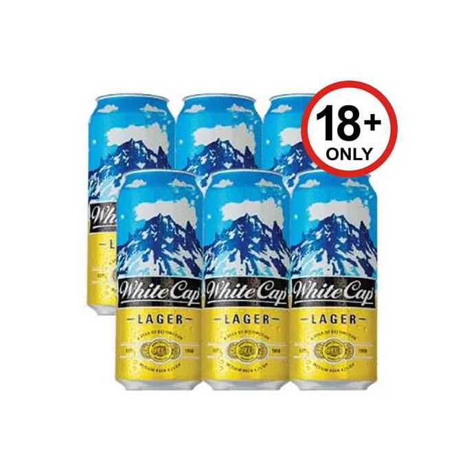 White Cap White cap Lager Cans 500ml - 6 Pack